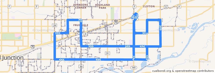 Mapa del recorrido Route 10 Clifton de la línea  en Mesa County.