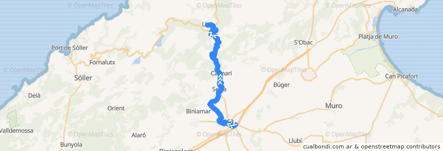 Mapa del recorrido Bus 330: Inca (Hospital) → Lluc de la línea  en جزایر بالئارس.