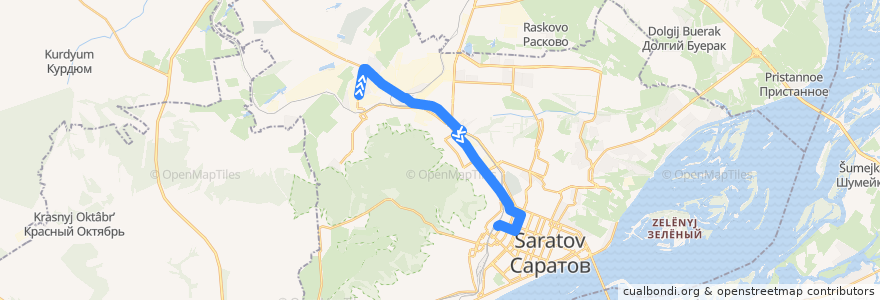 Mapa del recorrido Автобус 75: улица Благодарова - Железнодорожный вокзал de la línea  en городской округ Саратов.