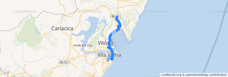 Mapa del recorrido 510 Terminal Vila Velha / Terminal Carapina via 3ª Ponte de la línea  en Região Metropolitana da Grande Vitória.