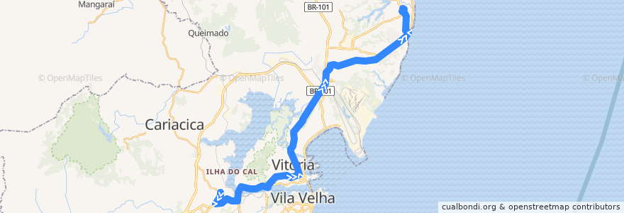 Mapa del recorrido 543 T.Jacaraipe/T.Itaciba - Expresso de la línea  en Região Metropolitana da Grande Vitória.