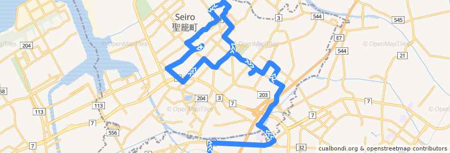 Mapa del recorrido 聖籠エコミニバスさくら号4便 de la línea  en 聖籠町.