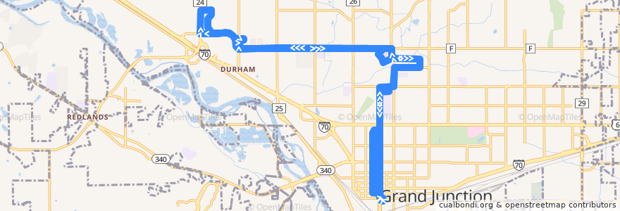 Mapa del recorrido Route 12 Northwest de la línea  en Grand Junction.