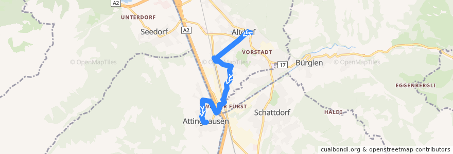 Mapa del recorrido Bus 2: Altdorf UR, Telldenkmal => Attinghausen, Seilbahn de la línea  en Uri.