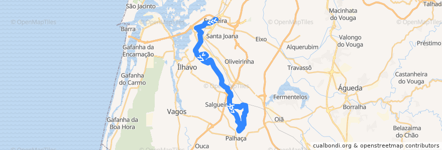 Mapa del recorrido Linha 10: Esgueira => Verba [via Nariz] de la línea  en Aveiro.