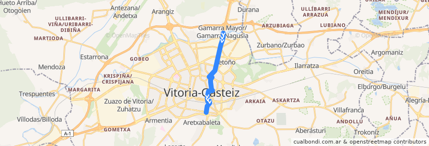 Mapa del recorrido L9 Gamarra → Zumaquera de la línea  en Vitoria-Gasteiz.