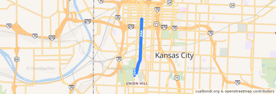 Mapa del recorrido 232 - Gracemor de la línea  en Kansas City.