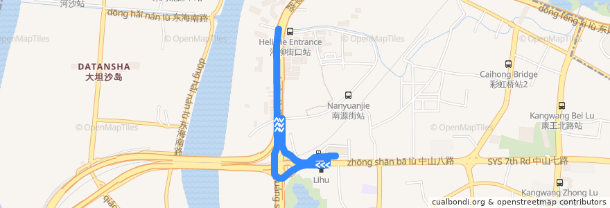 Mapa del recorrido 415路(中山八路总站环线) de la línea  en Distretto di Liwan.