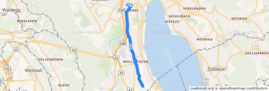 Mapa del recorrido Bus 66: Zürich, Kantonsschule Enge → Neubühl de la línea  en Zürich.