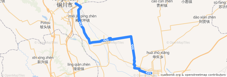 Mapa del recorrido 富平5 de la línea  en 富平县.