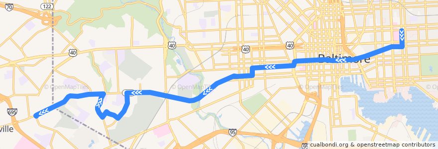 Mapa del recorrido CityLink Purple: Paradise de la línea  en Baltimore.