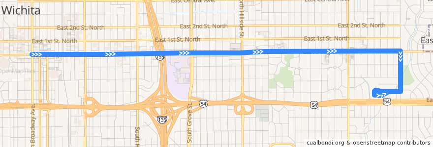 Mapa del recorrido Route 24 de la línea  en Wichita.