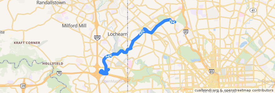 Mapa del recorrido LocalLink 31: Social Security de la línea  en Мэриленд.