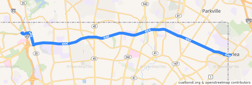 Mapa del recorrido LocalLink 33: Mount Washington de la línea  en Baltimore.