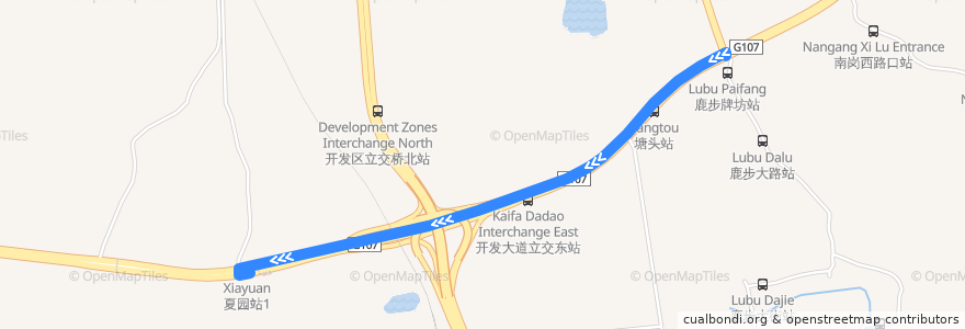 Mapa del recorrido 435路[鹿步(海警基地)总站-夏园总站] de la línea  en District de Huangpu.