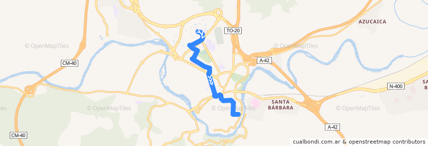 Mapa del recorrido Línea 1: Buenavista → Zocodover de la línea  en Toledo.