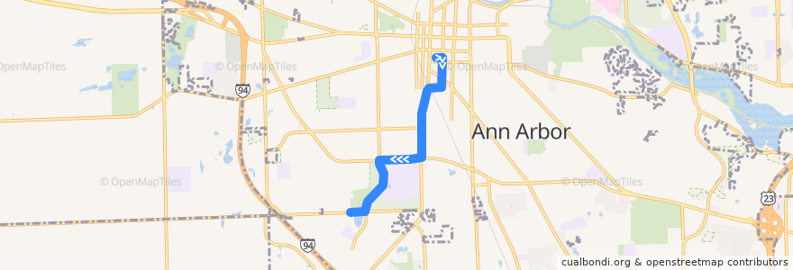 Mapa del recorrido Scio Church to Scio Ridge de la línea  en Ann Arbor.