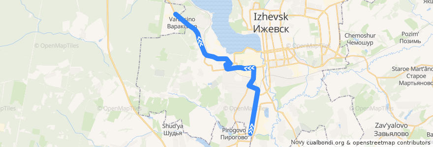 Mapa del recorrido Автобус 21: Трансельхозтехника - Садоогороды de la línea  en городской округ Ижевск.