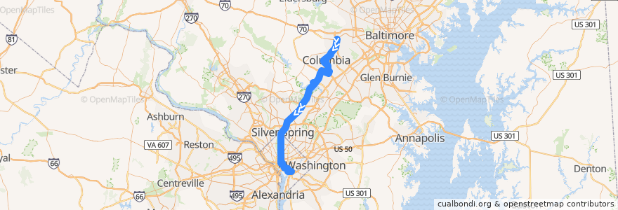 Mapa del recorrido Commuter Bus 315: Washington, D.C. (from Lotte Plaza) de la línea  en Estados Unidos da América.