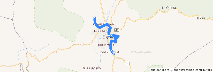 Mapa del recorrido Hospital - Villa Cuba de la línea  en Estelí.