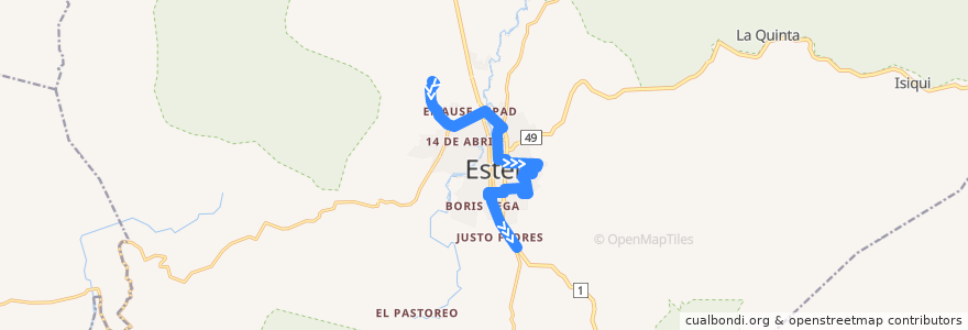 Mapa del recorrido Villa Cuba - Hospital de la línea  en Estelí.