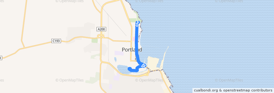 Mapa del recorrido Portland Cable Tram de la línea  en Shire of Glenelg.