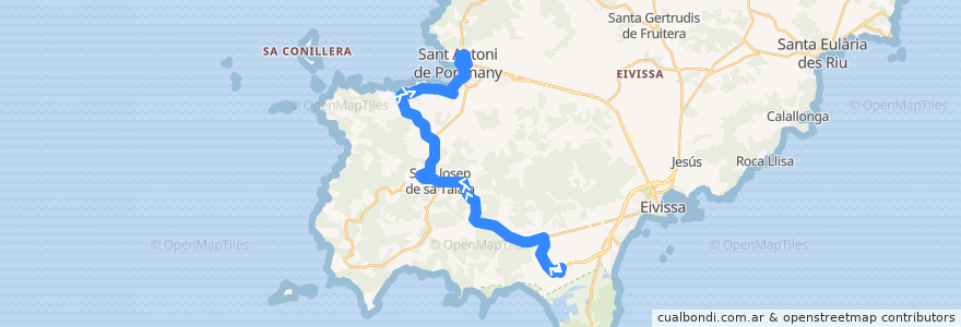 Mapa del recorrido Bus L09:  Aeroport → Sant Josep → Sant Antoni de la línea  en Sant Josep de sa Talaia.