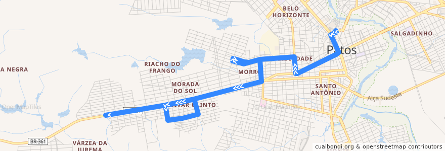 Mapa del recorrido 04 - Terminal de Integração/Itatiúnga de la línea  en Patos.