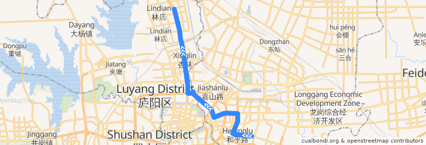 Mapa del recorrido 7路 de la línea  en Hefei.