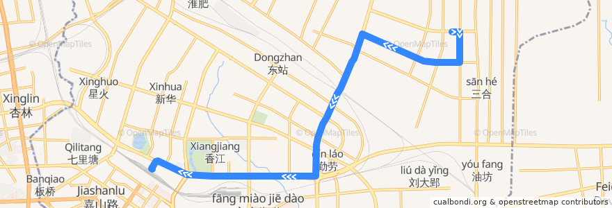 Mapa del recorrido T6路 de la línea  en Yaohai District.