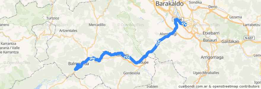 Mapa del recorrido A0651 Bilbao → Balmaseda de la línea  en Vizcaya.