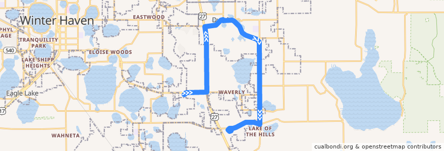 Mapa del recorrido Dundee / Eagle Ridge Mall de la línea  en Polk County.