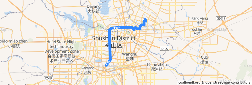 Mapa del recorrido 12路 de la línea  en 허페이시.