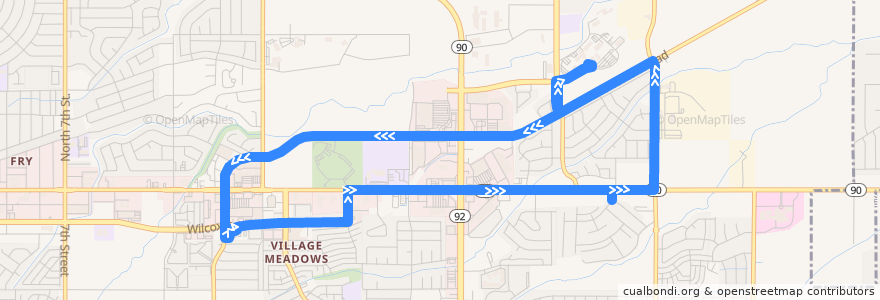 Mapa del recorrido East de la línea  en Sierra Vista.