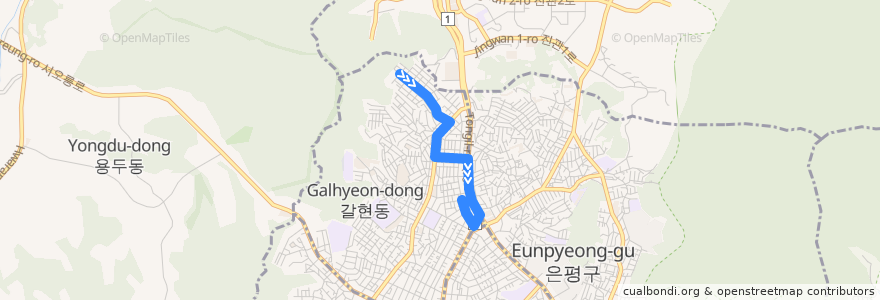 Mapa del recorrido 은평03 de la línea  en 은평구.