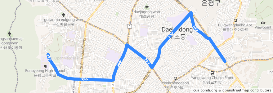 Mapa del recorrido 은평04 de la línea  en 恩平区.