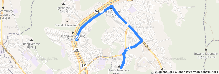 Mapa del recorrido 서대문09소 de la línea  en 서대문구.