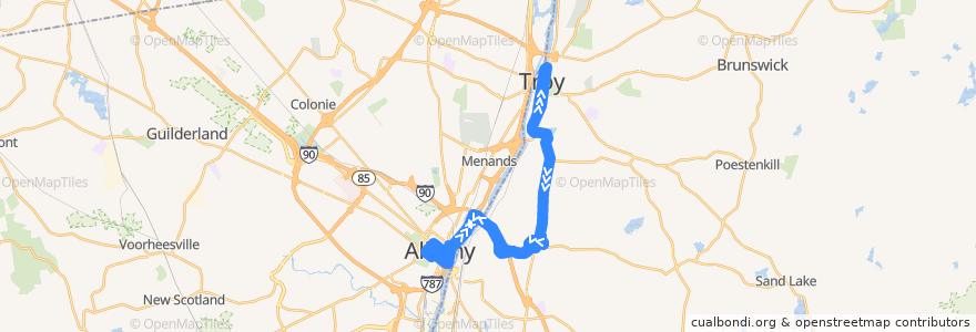 Mapa del recorrido CDTA 224 Albany-HVCC-Troy via Route 4 de la línea  en Nova Iorque.