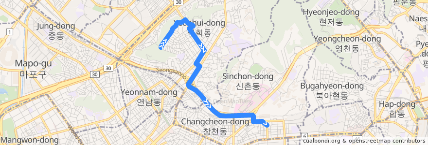 Mapa del recorrido 서대문04 de la línea  en 서울특별시.