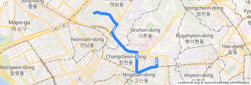 Mapa del recorrido 서대문04 de la línea  en سول.