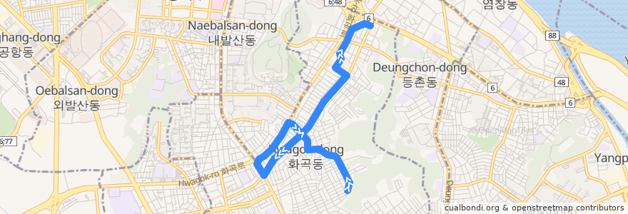 Mapa del recorrido 강서01 de la línea  en 江西區.