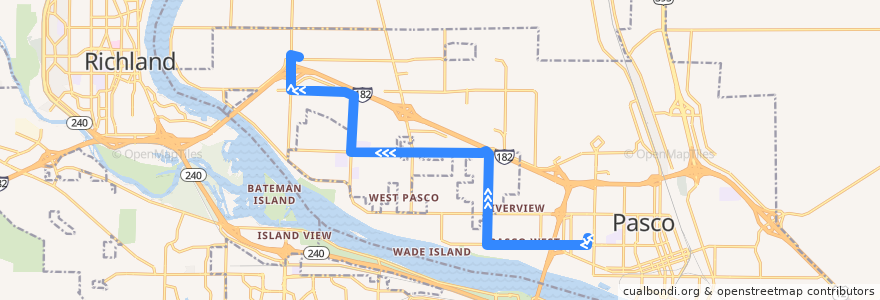 Mapa del recorrido Route 66 Westbound de la línea  en Pasco.