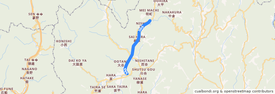 Mapa del recorrido Train: Nishikicho => Sozukyo Hot Spring de la línea  en Iwakuni.