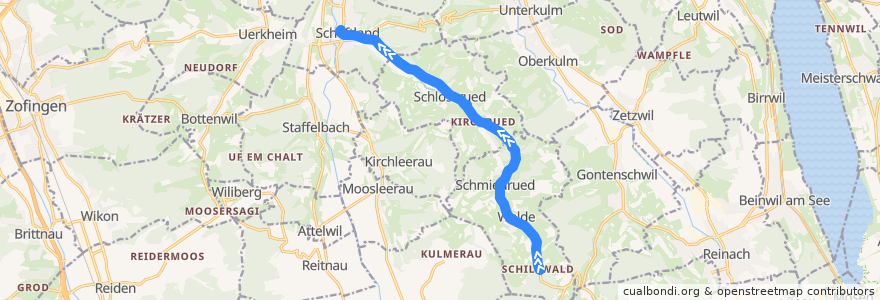 Mapa del recorrido Bus 616: Schiltwald => Schöftland de la línea  en Bezirk Kulm.