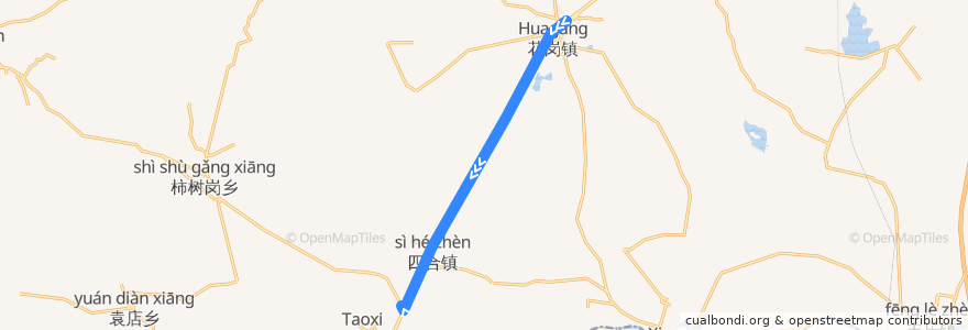 Mapa del recorrido X201路 de la línea  en 花岗镇.