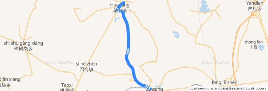 Mapa del recorrido X202路 de la línea  en 肥西县.