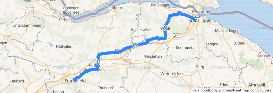 Mapa del recorrido Bus 920: Kreuzlingen, Bahnhof => Frauenfeld, Bahnhof de la línea  en Thurgau.