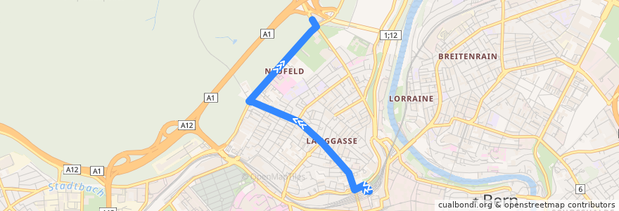 Mapa del recorrido Bus 103: Bern Hauptbahnhof -> Neufeld P+R de la línea  en برن.