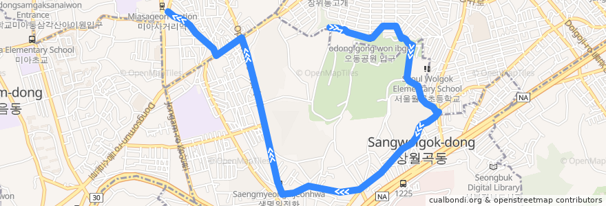 Mapa del recorrido 성북10 de la línea  en 城北区.