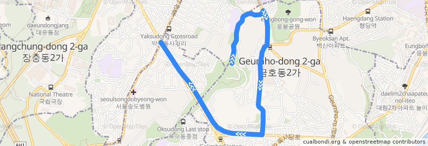 Mapa del recorrido 성동05 de la línea  en Seoul.